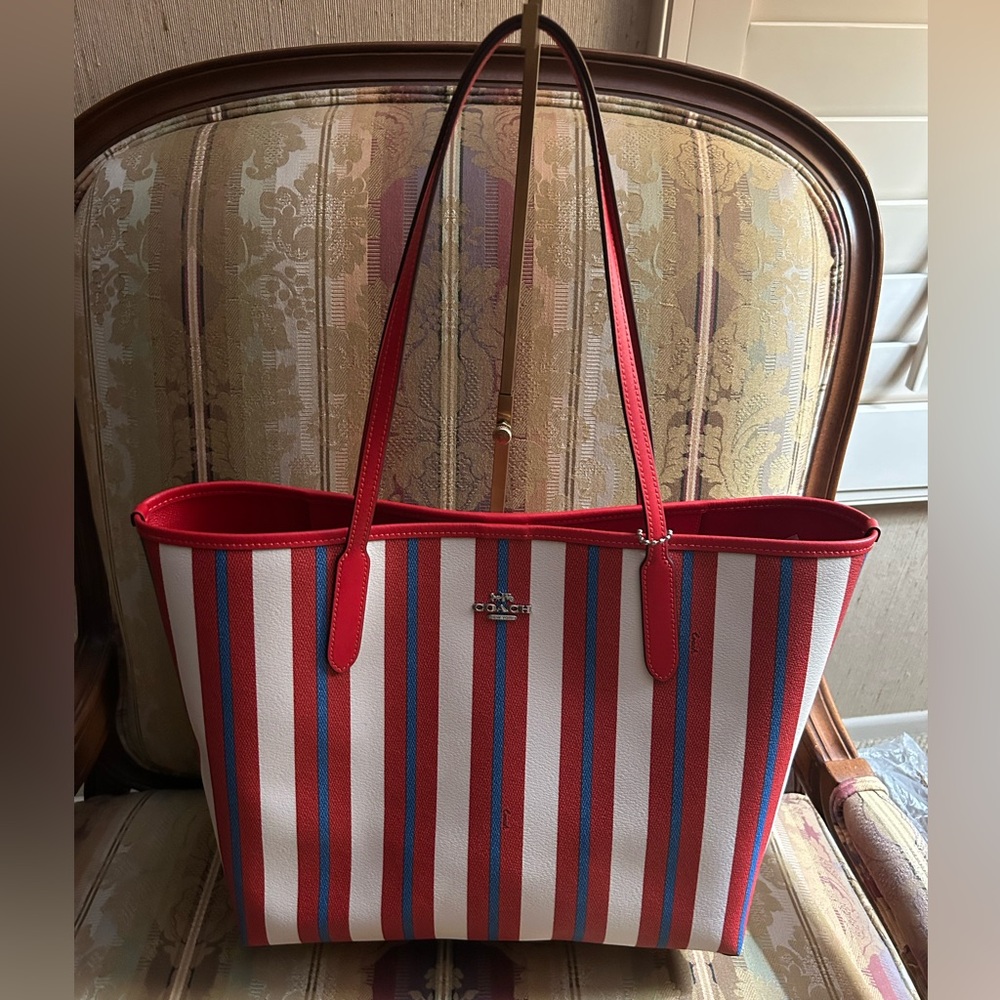 Coach City Striped Tote NWOT